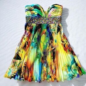 Night Moves Multicolor Jeweled Strapless Party Dress Sz 8 Prom Cocktail Formal
